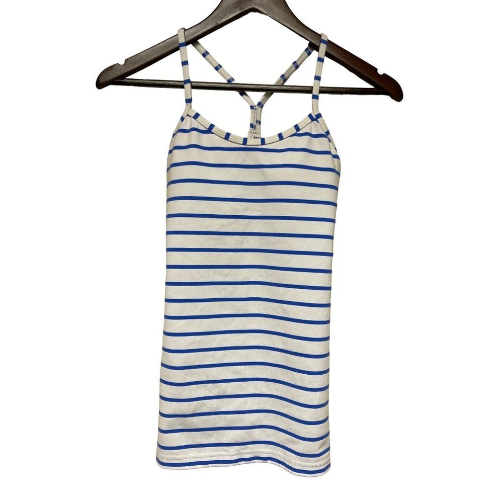 lululemon athletica Blue and White Striped Tank Top